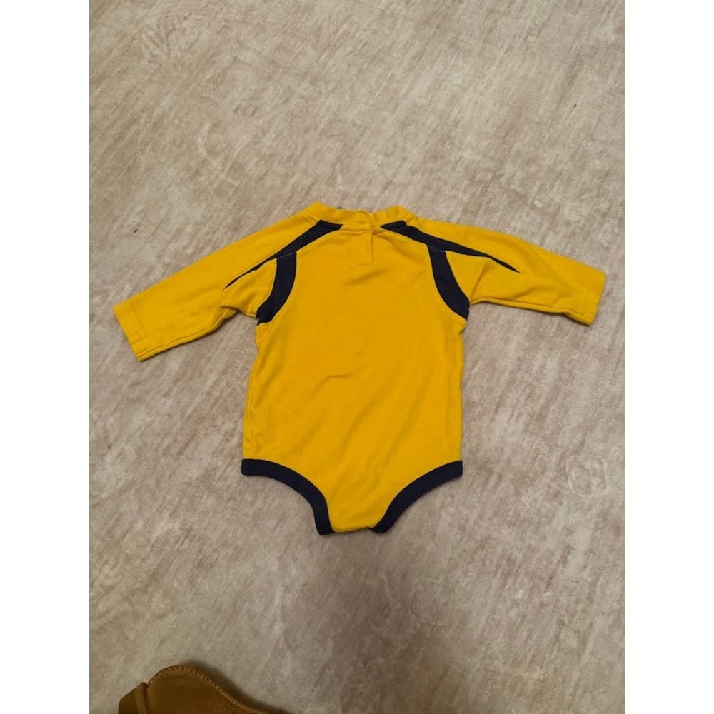 Nike Team Michigan Wolverines Long Sleeve Bodysuit Yellow Navy Blue Infant 3-6M - Picture 4 of 4